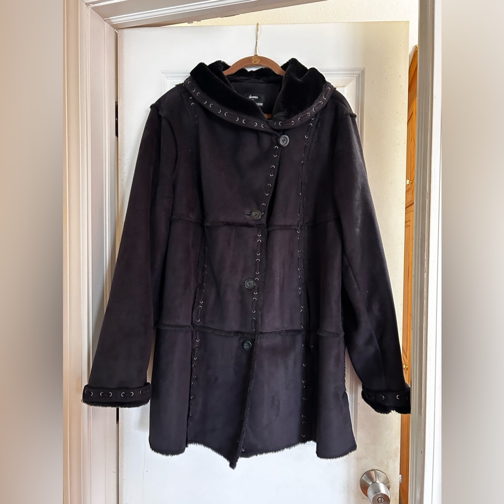 Dennis by Dennis Basso Faux Suede Faux Fur Coat - Picture 2 of 7